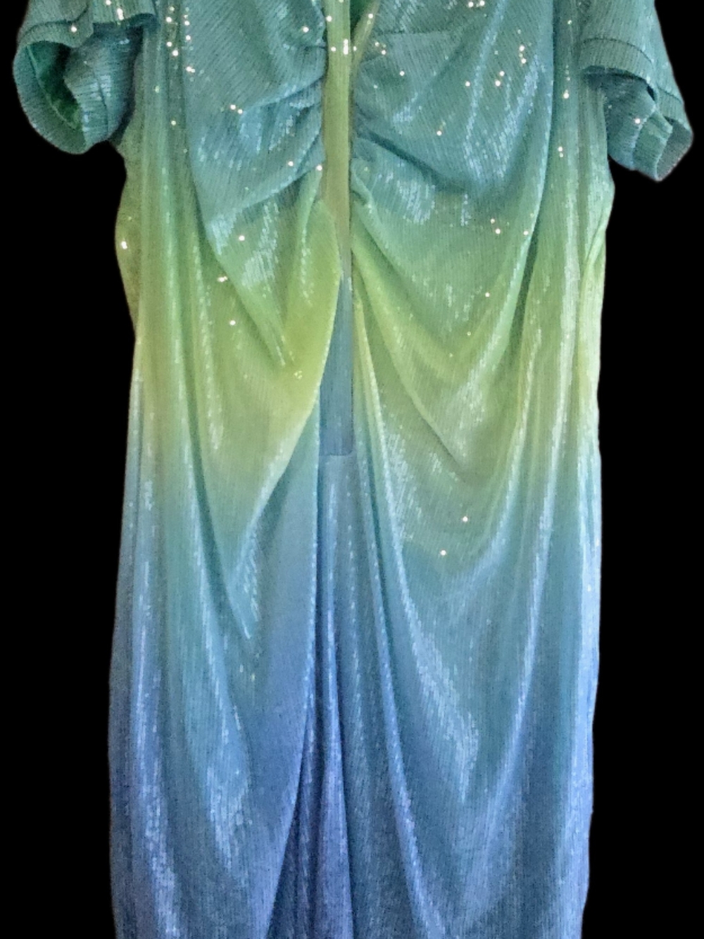 Eloquii Ombre Sequin Polo Dress in Green and Blue - Picture 3 of 4